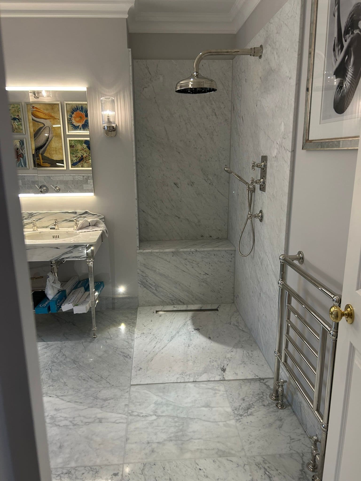 Finished marble bathroom