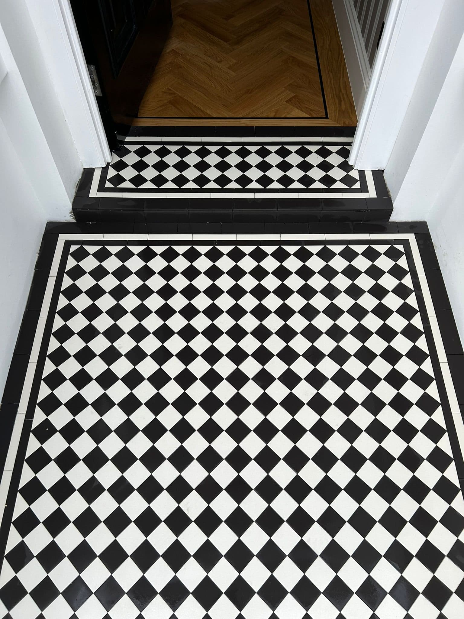 Chequerboard landing and staircase